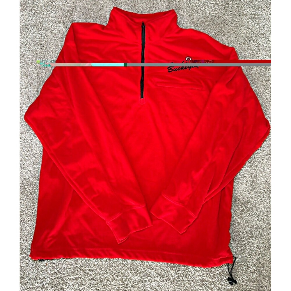 Seven Apparel Men's 1/4 Zip Mock Neck Fleece Sweatshirt Red Buckeye XL